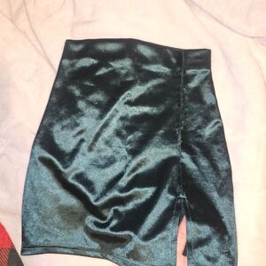 Better Be Shimmering Teal Mini Skirt